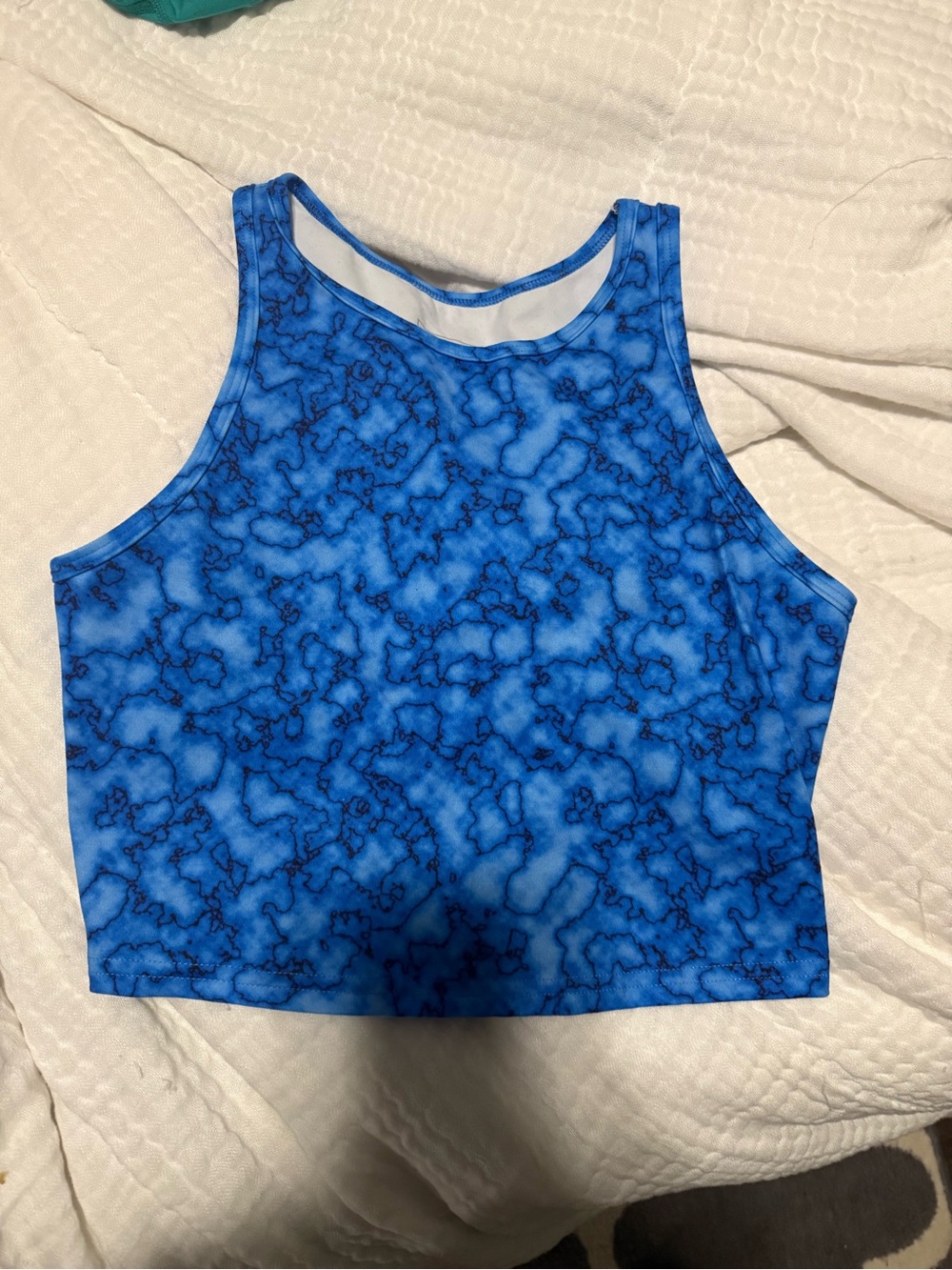 Fleo Blue Marble Print Crop Tank